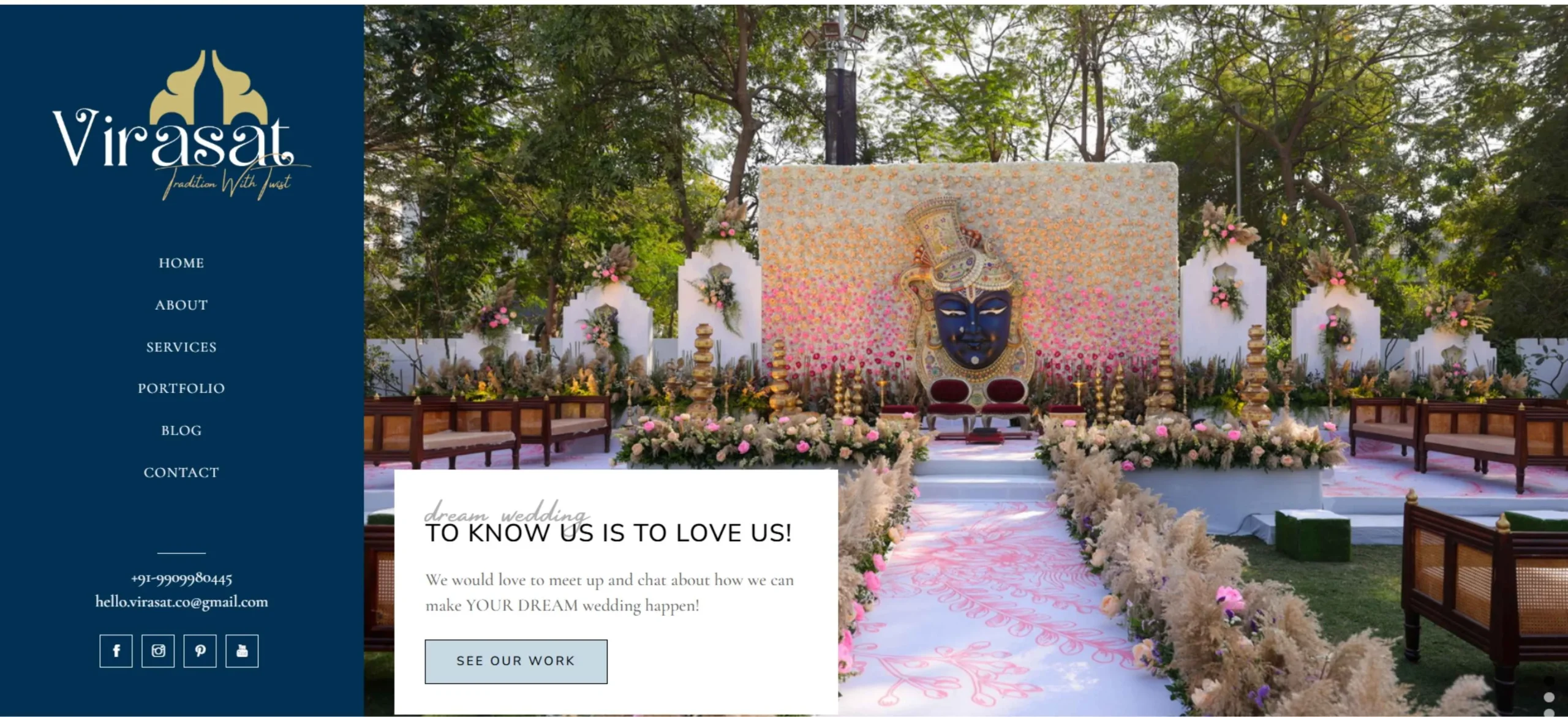 Virasat Event Management Brand Website Design by Digital Sense – WordPress Development